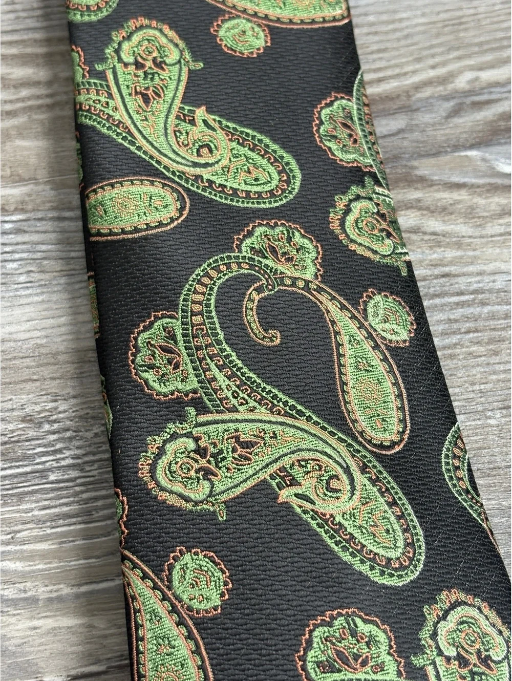 Colours by Alexander Julian Black Tie with Green Paisley Pattern